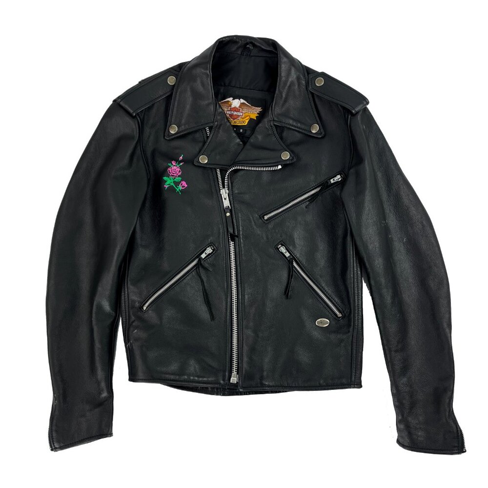 Harley Davidson Womens S Leather Jacket Classic Basic Skins Rose Heart